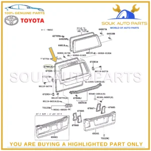 67881-60111 Genuine Toyota WEATHERSTRIP, BACK DOOR 6788160111 OEM