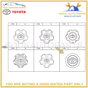 4260B-60370 Genuine Toyota ORNAMENT ASSY, WHEEL HUB Land Cruiser 4260B60370 OEM