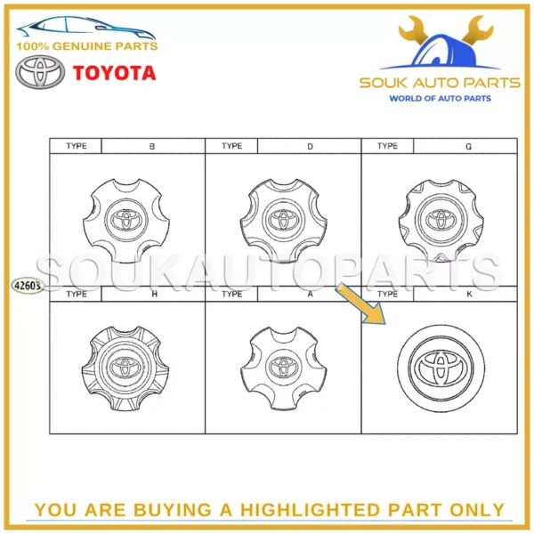 4260B-60370 Genuine Toyota ORNAMENT ASSY, WHEEL HUB Land Cruiser 4260B60370 OEM