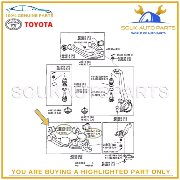 48061-35040 Genuine Toyota BUSH, FRONT LOWER ARM, NO.1, RH/LH 4806135040 OEM