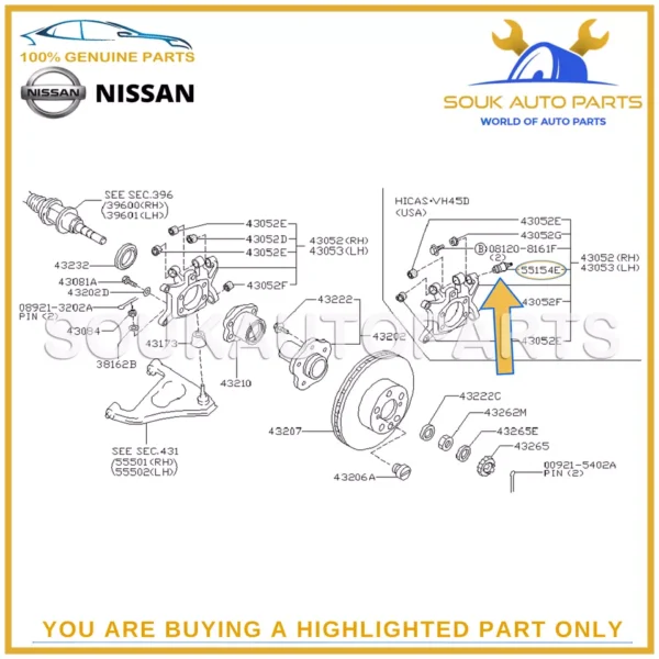 55154-30P00 Genuine Nissan BALL JOINT ASSY-REAR AXLE 5515430P00 OEM