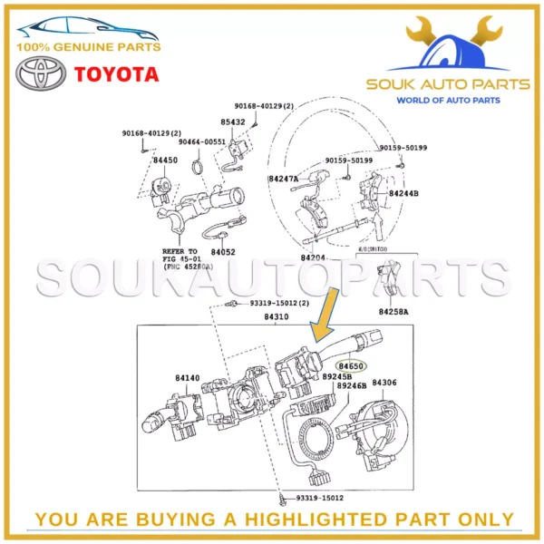 84652-14642 Genuine Toyota WINDSHIELD WIPER, SWITCH ASSY 4RUNNER FJ CRUISER