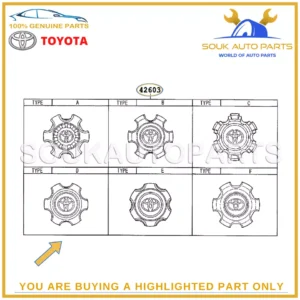 42603-60500 Genuine Toyota WHEEL HUB ORNAMENT, 4260360500 OEM