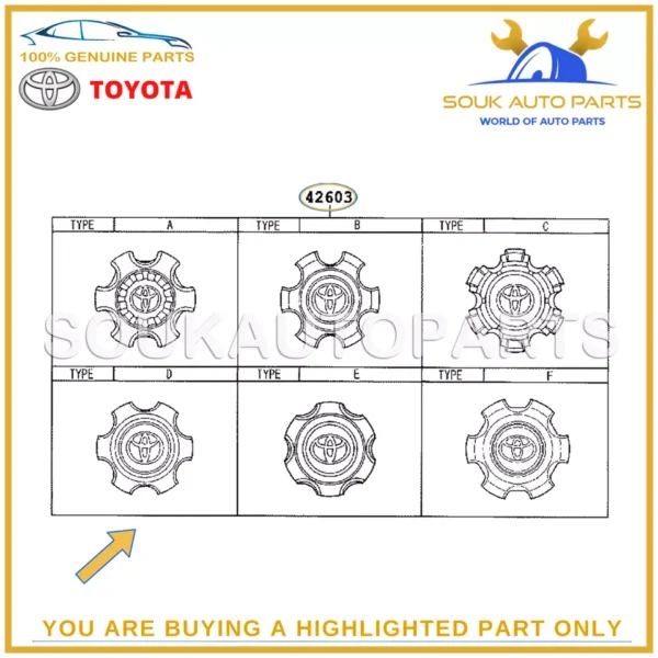 42603-60500 Genuine Toyota WHEEL HUB ORNAMENT, 4260360500 OEM