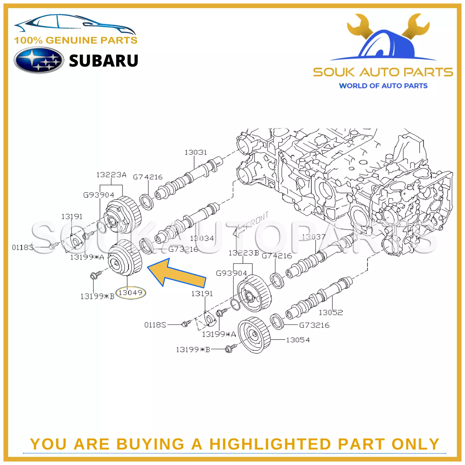 13049-AA041 Genuine Subaru SPROCKET CP-CAMSHAFT, RH EXHAUST 13049AA041 OEM