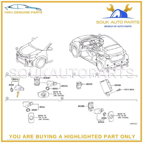 89341-50080-C0 Genuine Toyota SENSOR, ULTRASONIC 8934150080C0 OEM