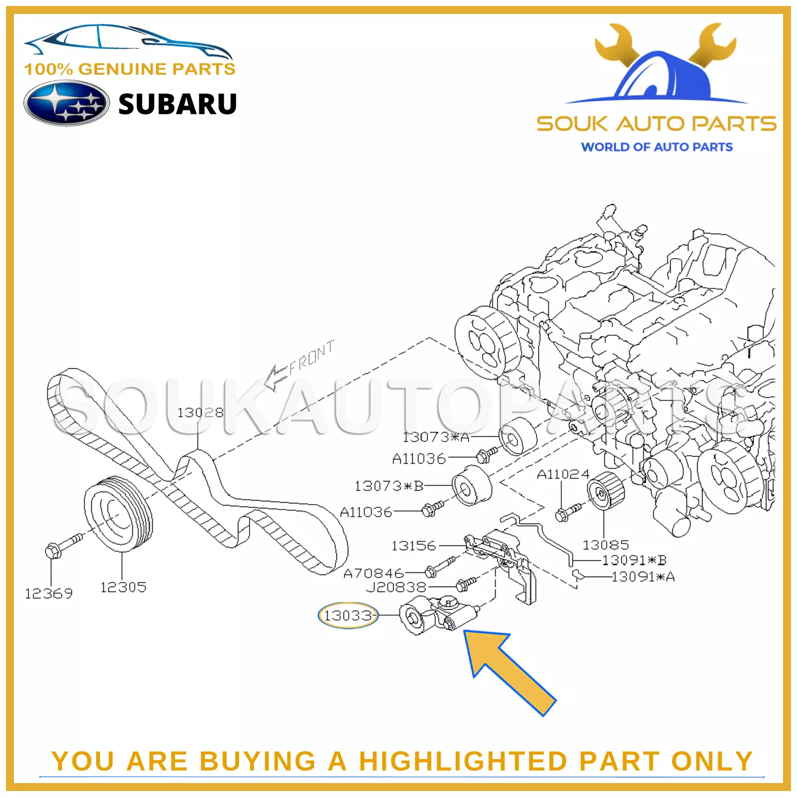 13033-AA042 Genuine Subaru TIMING BELT TENSIONER ADJUSTER 13033AA042 OEM
