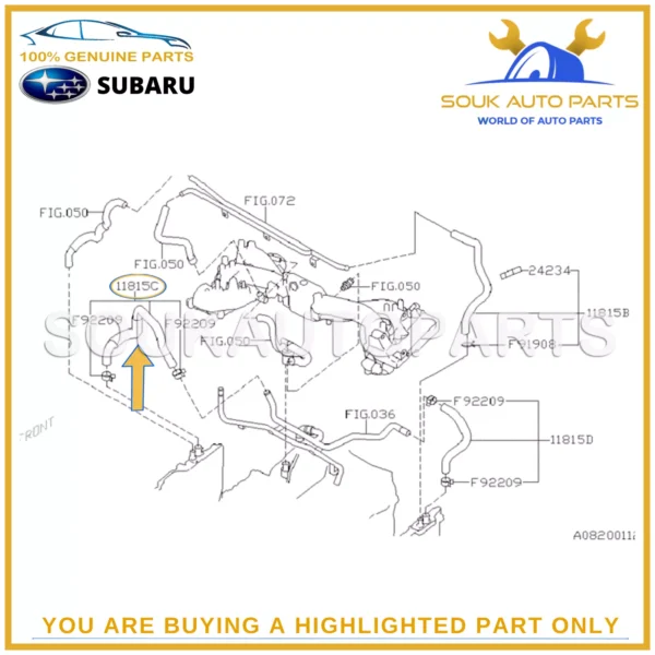 11815-AB301 Genuine Subaru HOSE ASSY-PCV 11815AB301 OEM