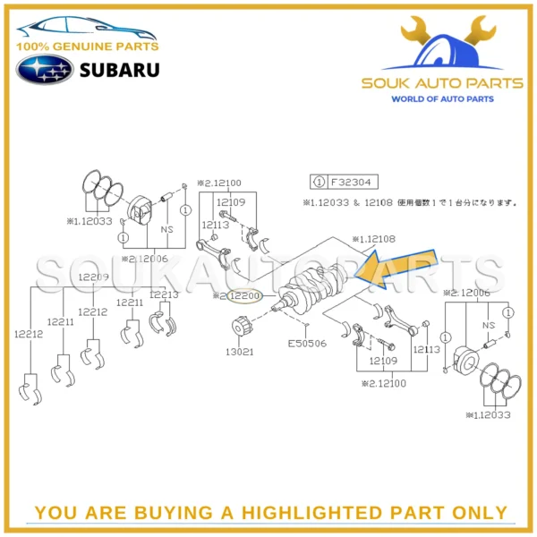 12200-AA390 Genuine Subaru EJ20 CRANKSHAFT REAR THRUST NITRIDE 12200AA390 OEM