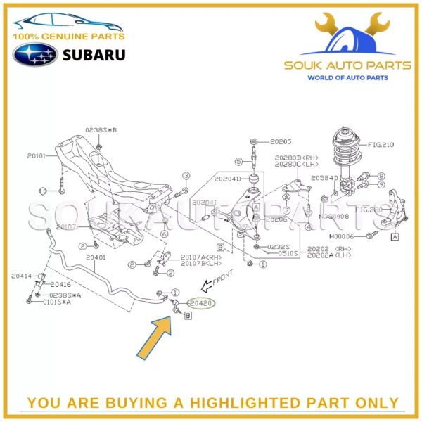 20470-SA001 Genuine Subaru FRONT STABILIZER BAR LINK SET (2 Pcs) IMPREZA