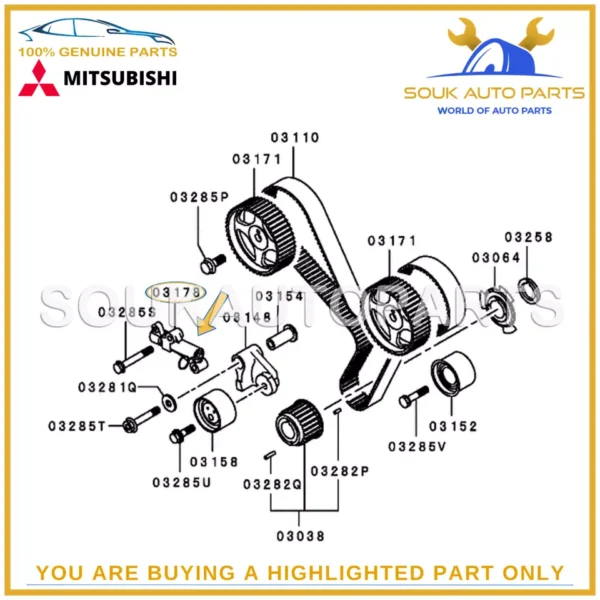 MD362861 Genuine Mitsubishi ADJUSTER TIMING BELT TENSIONER ASSY OEM L200 PAJERO