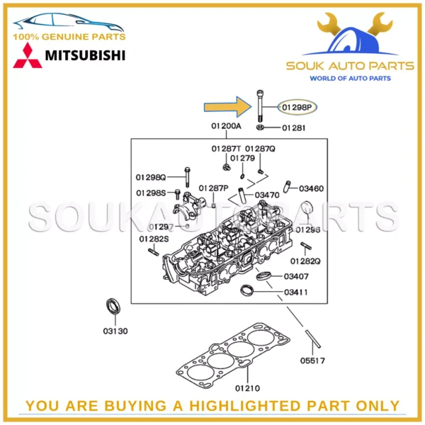 MD040514 Genuine Mitsubishi HEAD BOLT 4D56T 8V PAJERO L200 LANCER