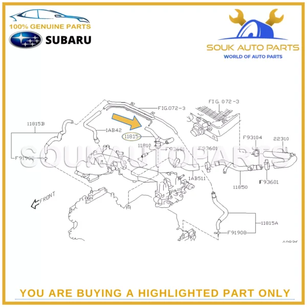 11815-AB213 Genuine Subaru PCV VALVE HOSE ASSY WRX TURBO EJ205 Impreza 2002 2003