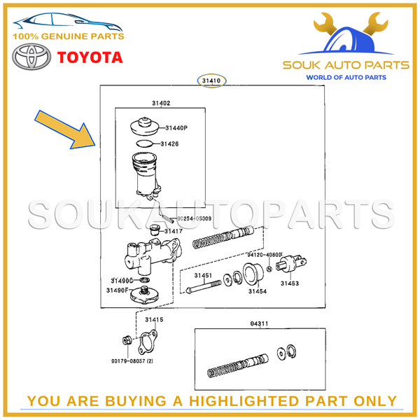 31410-60571 Genuine Toyota CLUTCH MASTER CYLINDER ASSY 3141060571 OEM