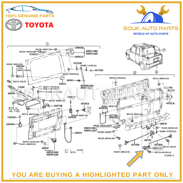 69023-48010 Genuine Toyota BACK DOOR OUTSIDE HANDLE OEM Lexus RX300