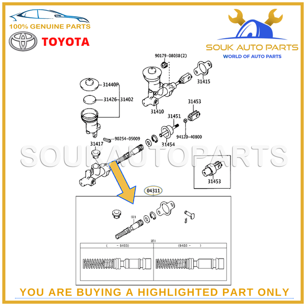 04311-12080 Genuine Toyota CYLINDER KIT, CLUTCH MASTER 0431112080 OEM