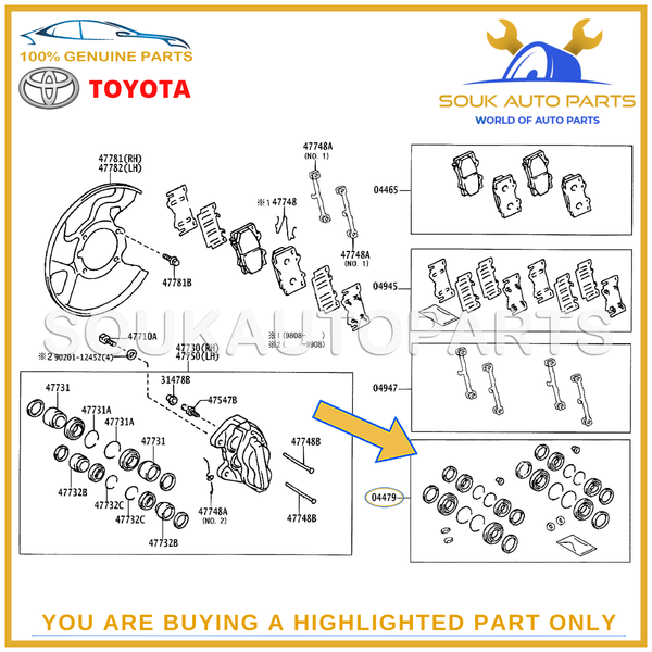 04479-60040 Genuine Toyota CYLINDER KIT, DISC BRAKE, FRONT 0447960040 OEM