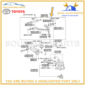 48067-29225 Genuine Toyota ARM SUB-ASSY, FRONT SUSPENSION, UPPER LH 4806729225 - Image 5