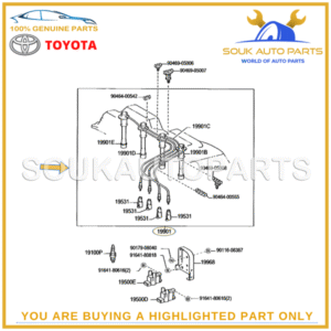90919-22387 Genuine Toyota CORD SET, COIL & SPARK, W/RESISTIVE 9091922387 OEM - Image 2