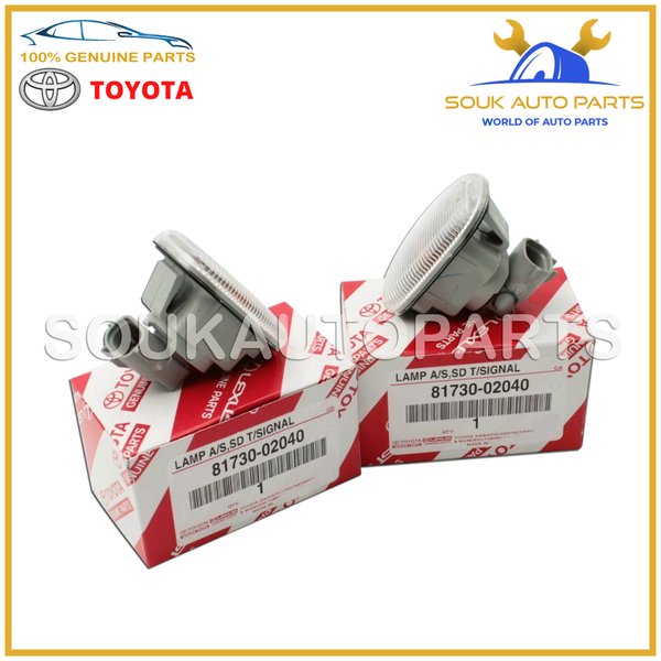 81730-02040 Genuine Toyota LAMP ASSY, SIDE TURN SIGNAL, RH/LH SET OF 2 Pcs