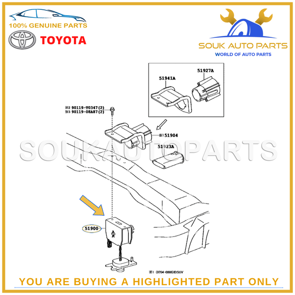 51900-0K051 Genuine Toyota CARRIER ASSY, SPARE WHEEL 519000K051 OEM