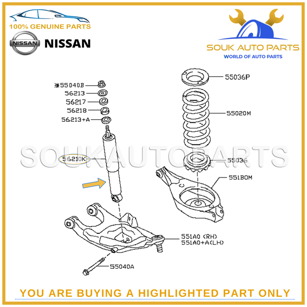 E6210-1LB0B Genuine Nissan ABSORBER-SHOCK VK56-DE VK56-VD VQ40-DE PATROL