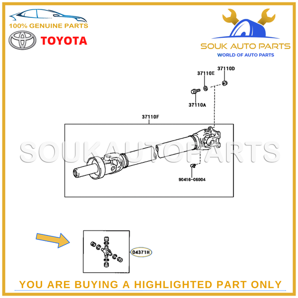 04371-60070 Genuine Toyota SPIDER KIT,FRONT PROPELLER SHAFT UNIVERSAL JOINT OEM