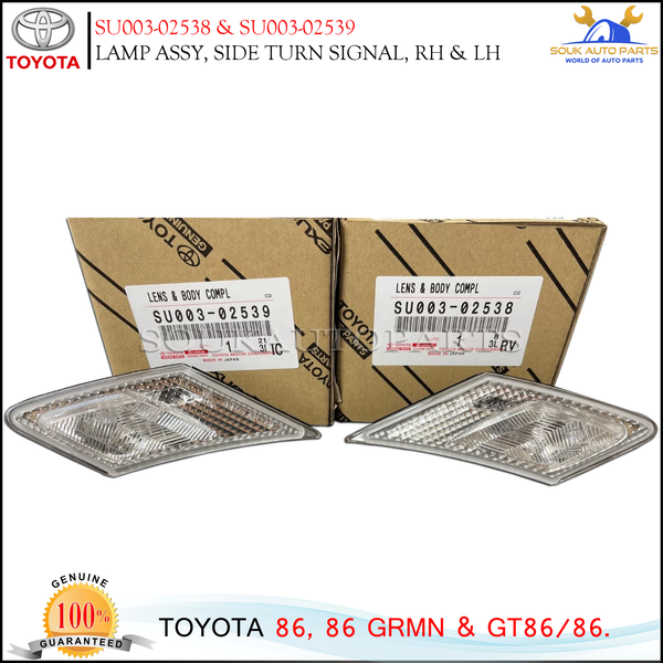 SU003-02538 & SU003-02539 Genuine Toyota LAMP ASSY, SIDE TURN SIGNAL, RH & LH