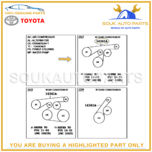 90916-02679 Genuine Toyota BELT, V(FOR FAN & ALTERNATOR) 9091602679 OEM COROLLA