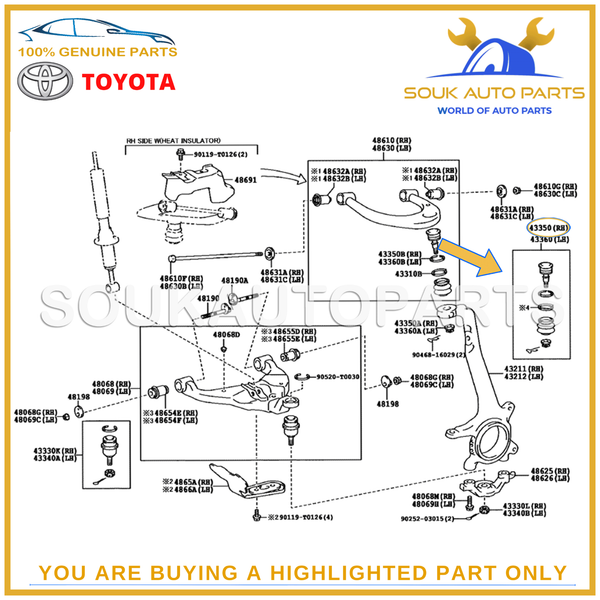 43310-09017 Genuine Toyota JOINT ASSY, FRONT UPPER BALL 4331009017 OEM
