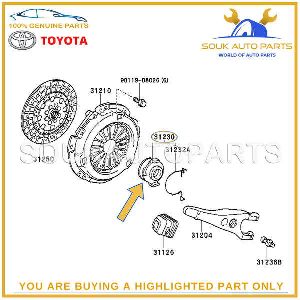 31230-20191 Genuine Toyota CLUTCH RELEASE BEARING ASSY 3123020191 OEM